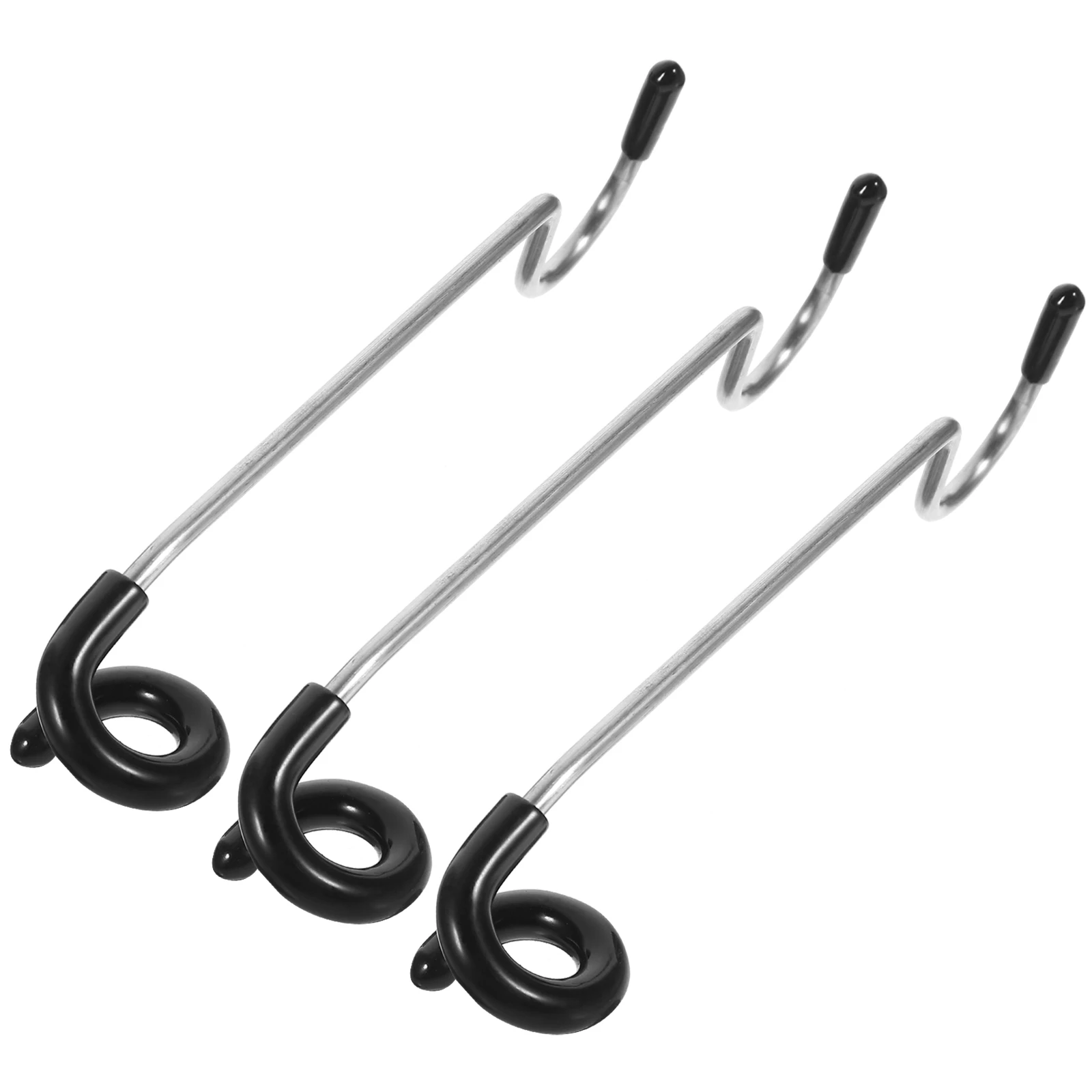 

3Pcs Stainless Steel Camping Hooks Rubber Sleeve Anti-Skid Spiral End for Hanging Camping Lights Tent Lamp Hangers Outdoor Gear