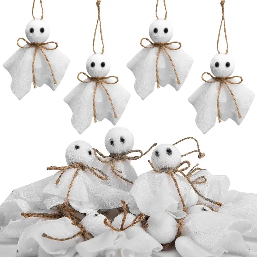 Halloween Swing Decorations Set of 6 Halloween Ghost Hanging Ornaments for Haunted House Party Decor White Cloth Ghosts for Yard