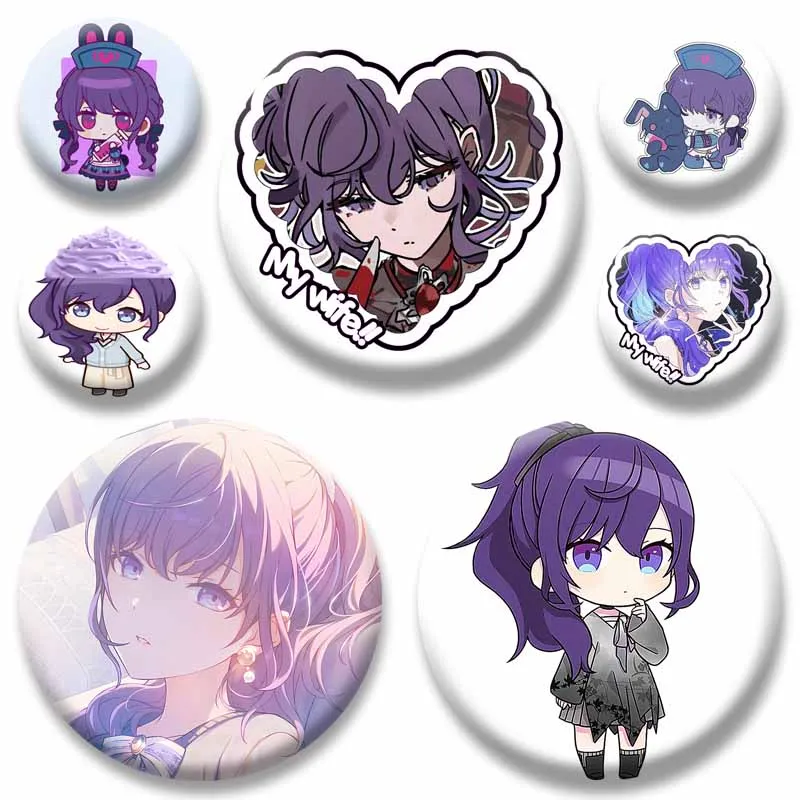 Classic Anime Game Project SEKAI Asahina Mafuyu Lapel Pins Cute Cartoon Brooch for Clothes Backpack Ornament Jewelry Badge Gifts