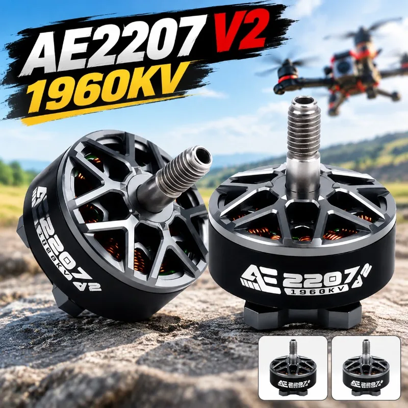AE2207 V2 1960KV Brushless Aeromotor 6S 5-inch FPV Freestyle Propulsion Unit Robust Quadrotor Drive Component for RC Drone