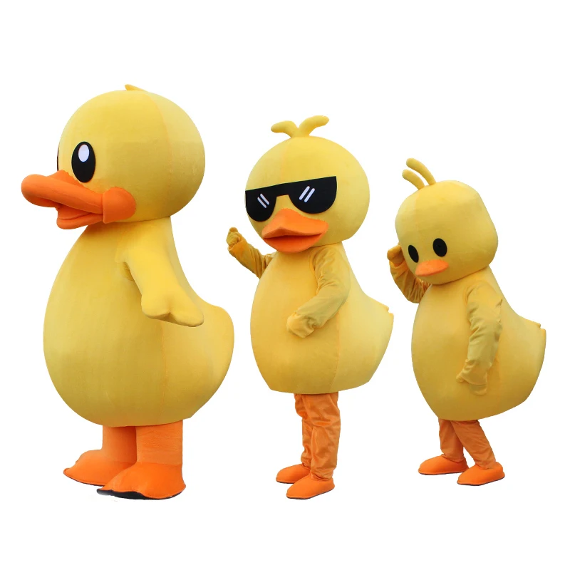 Neues gelbes Enten-Maskottchen-Kostüm für Erwachsene, Zeichentrickfigur, Cosplay-Kostüm, Karneval, Festival, Kleid, Outfit für Leistung, Halloween