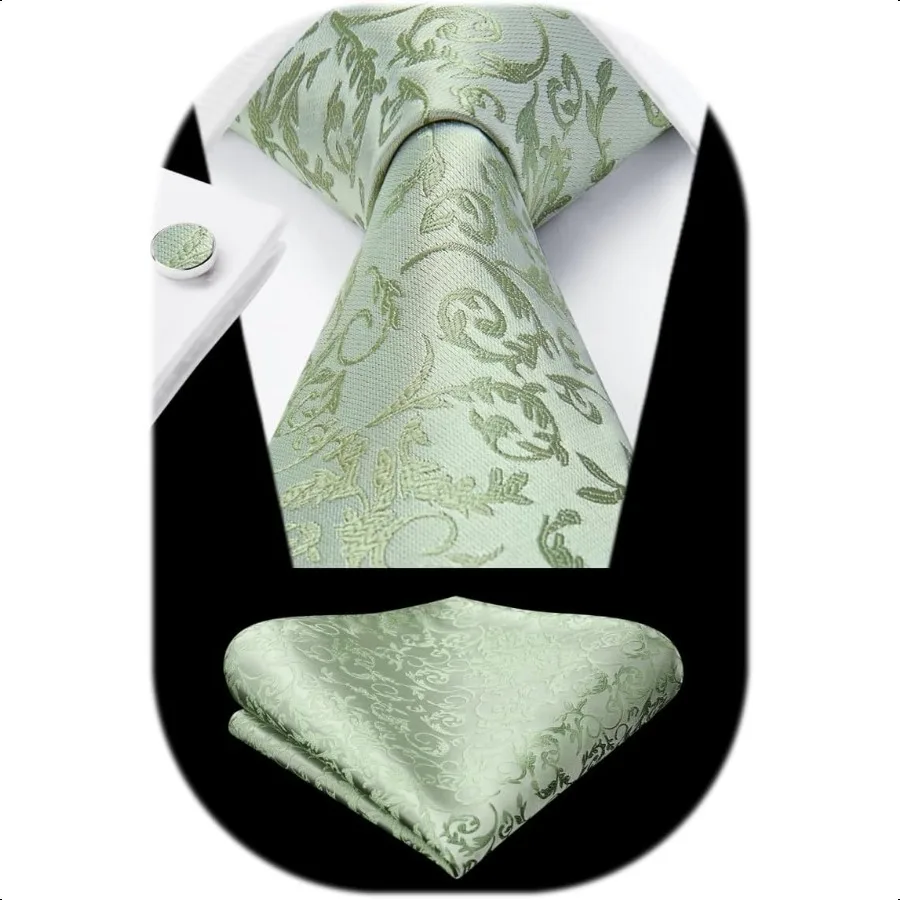 

Enlision Mens Ties Solid Color Satin Necktie Ties for men Handkerchief Cufflinks Pocket Squares for Wedding