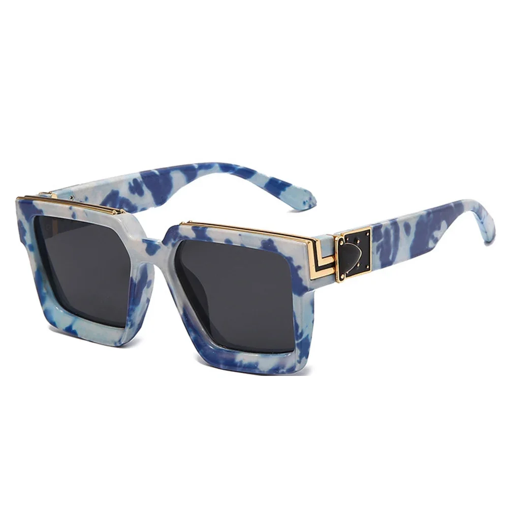 Marble Pattern Square Polarized Sun Glasses Polarized Mirror Sunglasses