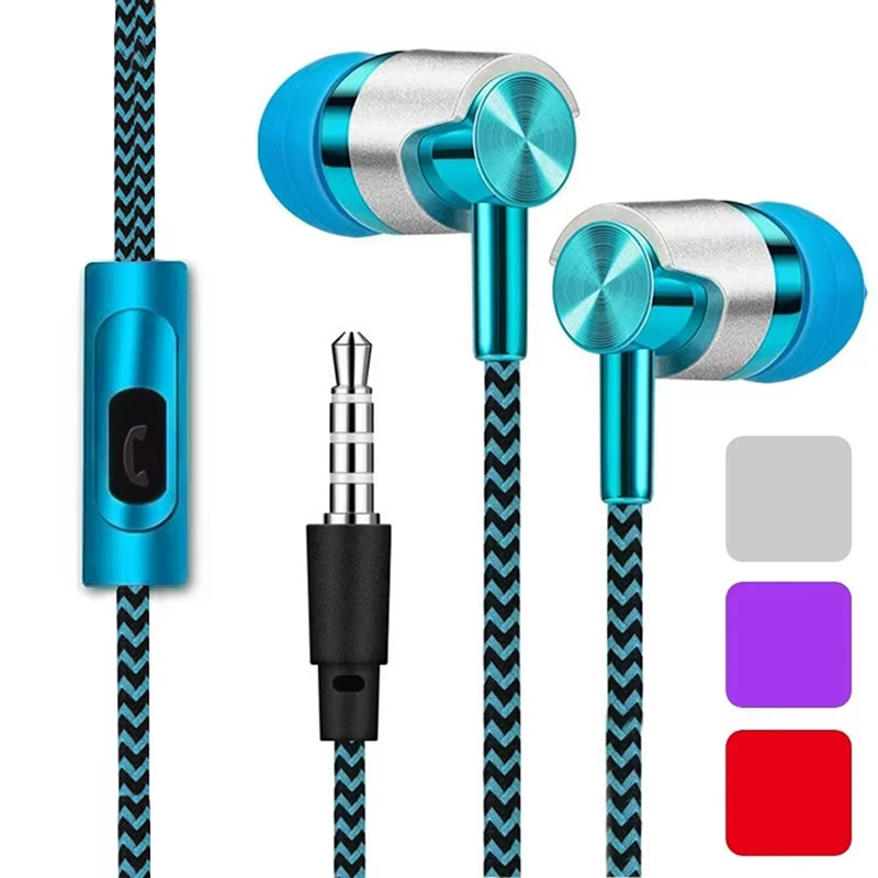 Écouteurs intra-auriculaires filaires HiFi Bass 3,5 mm pour appareils audio, musique et appels en déplacement, avec câble anti-nœuds, accessoires pour téléphone