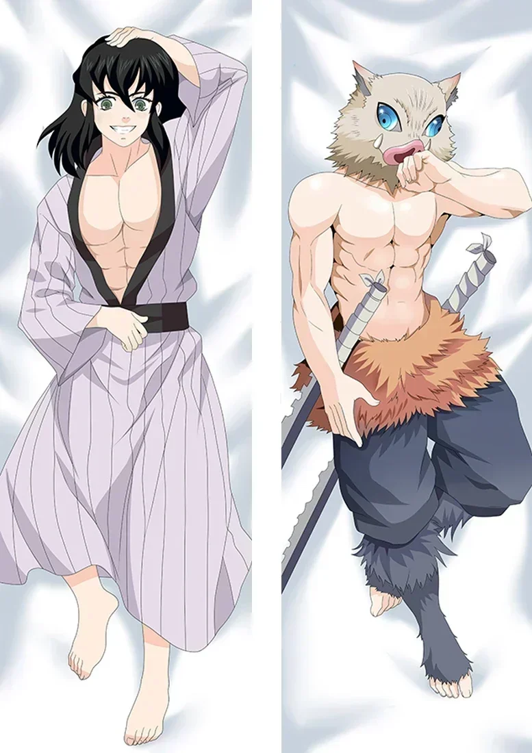 Anime Decorating Pillow Case Demon Slayer Hashibira Inosuke Dakimakura Double Side Print Hugging Body Cushion Cover Otaku Waifu