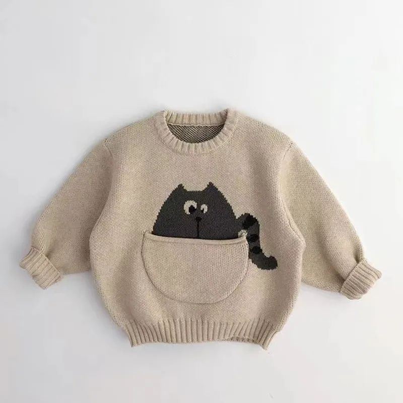 Kids Baby Clothes Sweaters Pullover Cartoon Boys Girls Knitwear Korean Style Children Infant Pullover Outwear 1 2 3 4 5 6 7 Y