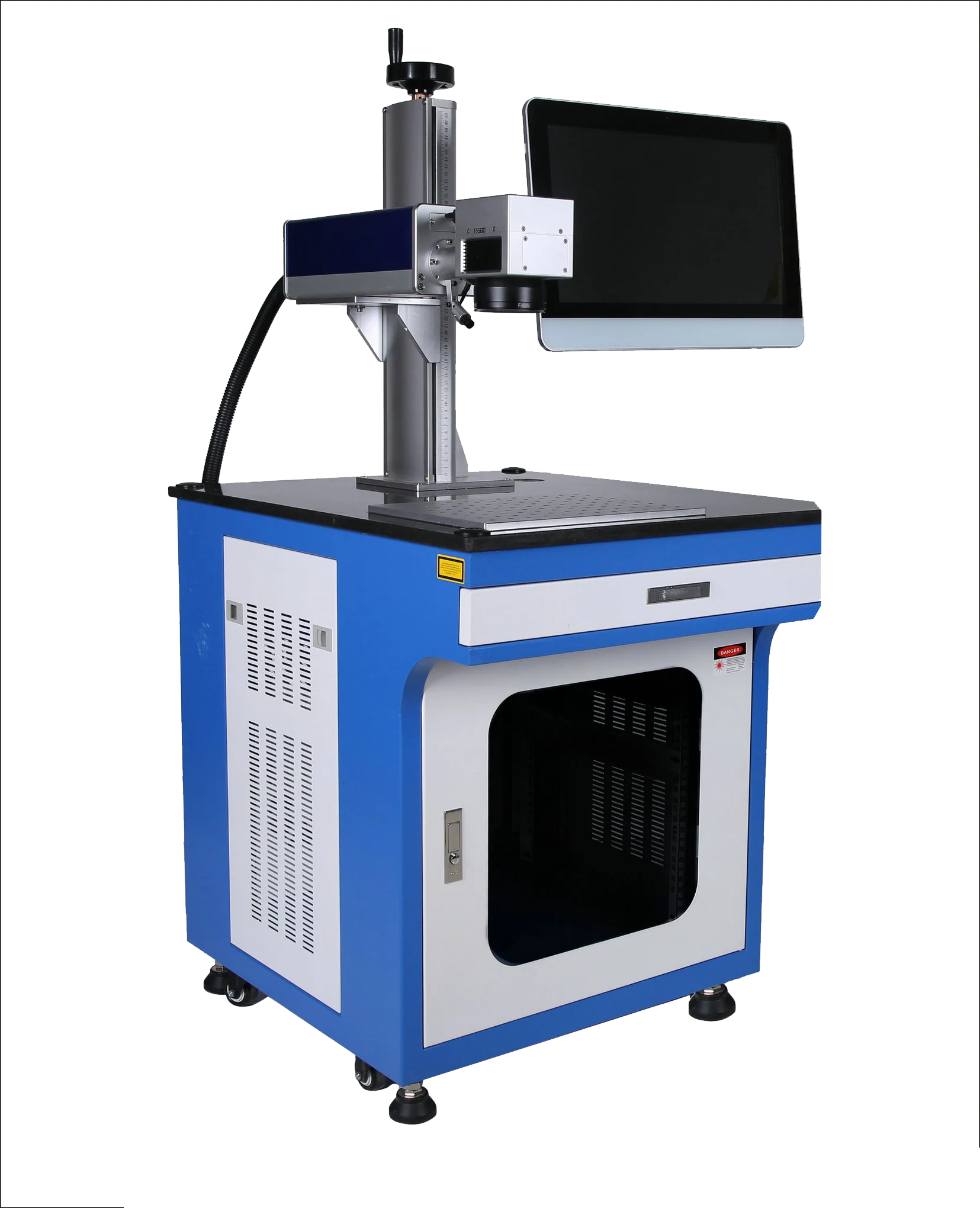 Faith 20w Static Fiber Laser Marking Machine With Rotary For Gold , Sliver, Metal laser engraver