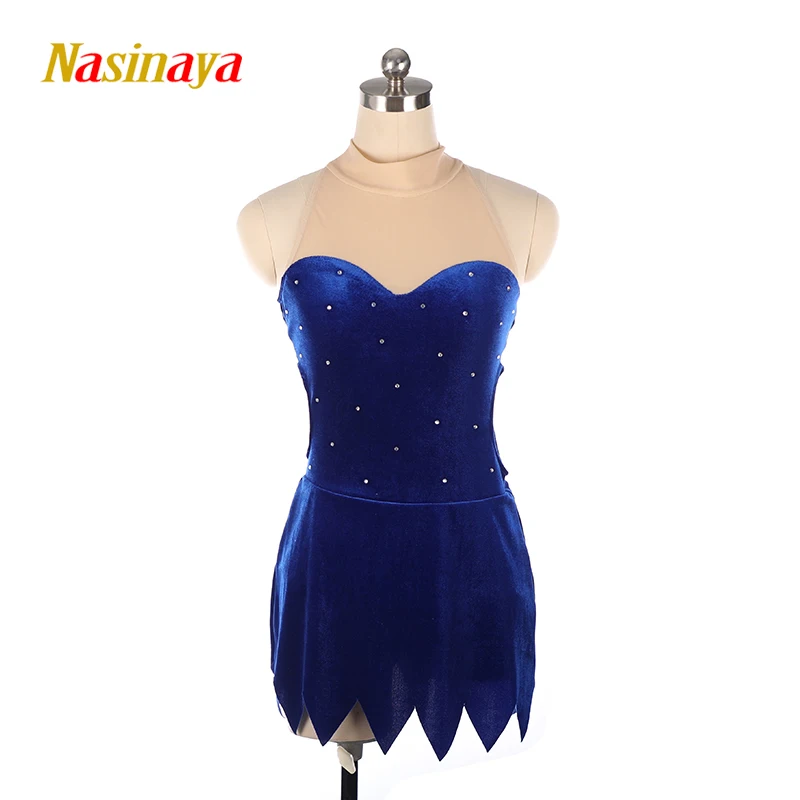 Customized Girls Adult Ladies Figure Skating Costume Competition Costume Skating Skirt Performance Dress Dress Blue