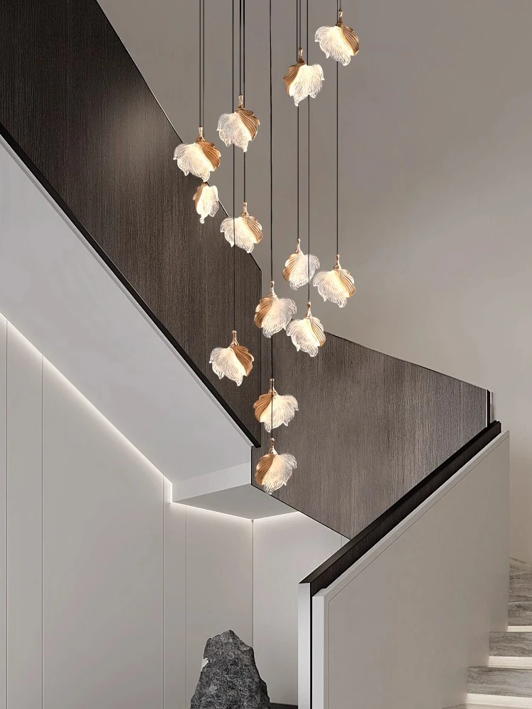 REVEN Dimmable Chandelier Modern Luxury ring Petals Pendant Light with Adjustable Chain for Bedroom Kitchen Nordic Gold Luster