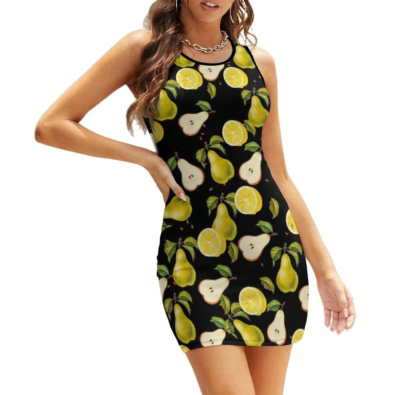 

LEMON AND PEAR FUNNY FOODIE Sleeveless Sundress wedding dresses for woman summer dress for women 2025 evening dresses women