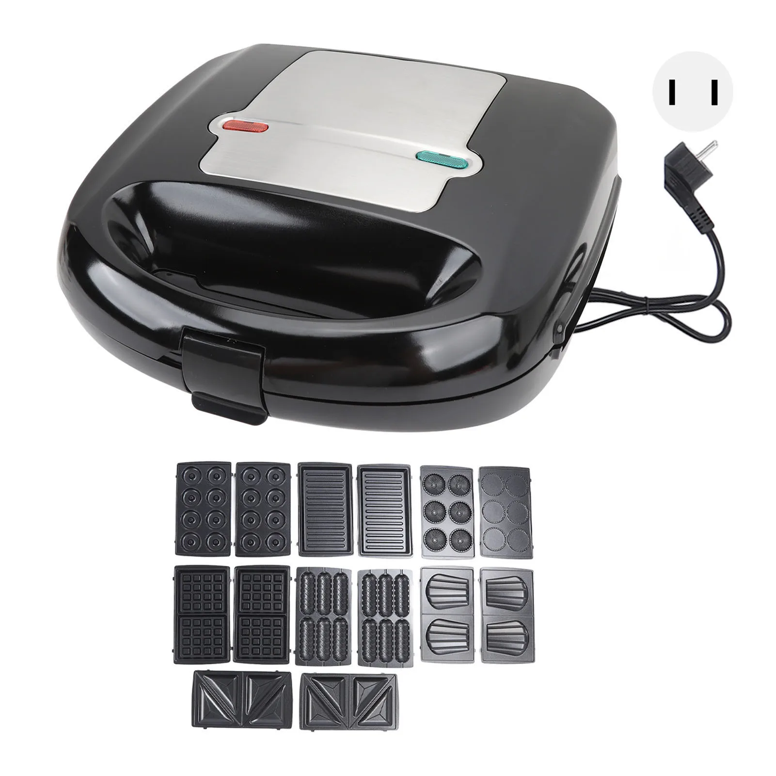 

Многофункциональная сэндвичница 8-в-1 с 14 съемными пластинами для приготовления сэндвичей, пончиков, вафель, кексов, маффинов, стейков