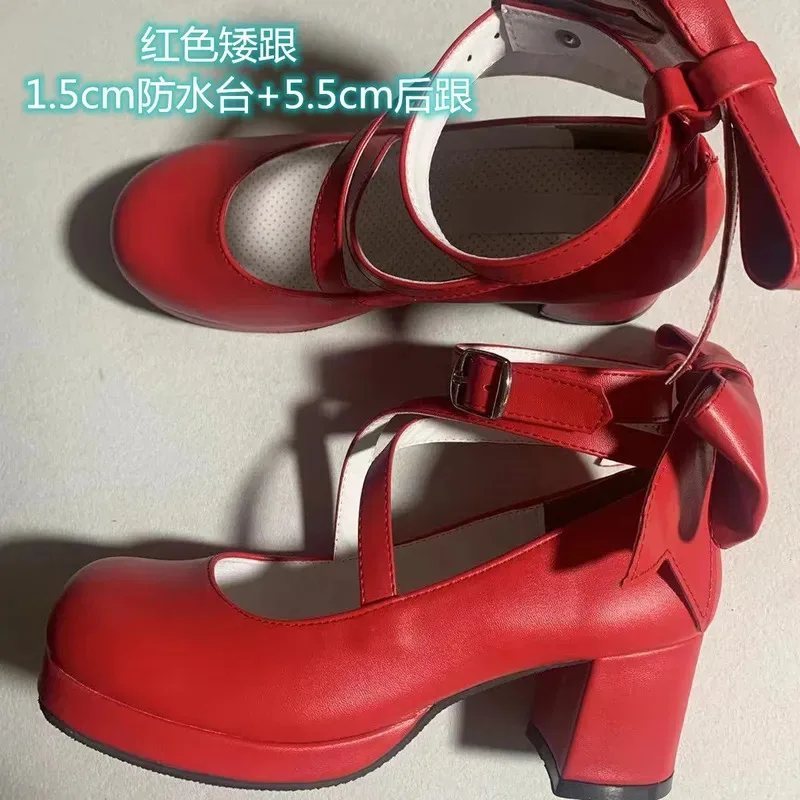 

2024 New waterproof platform high heel magic girl small round bow Princess Cosplay shoes performance lolita Madoka cosplay shoes