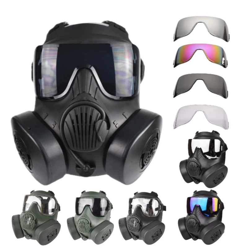 Zlangsport Maschere tattiche Obiettivi ZL4/M50 FM54 Maschera protettiva morbida ad aria a pieno facciale Per il tiro, la caccia, l'equitazione, l'allenamento, i giochi CS, il cosplay