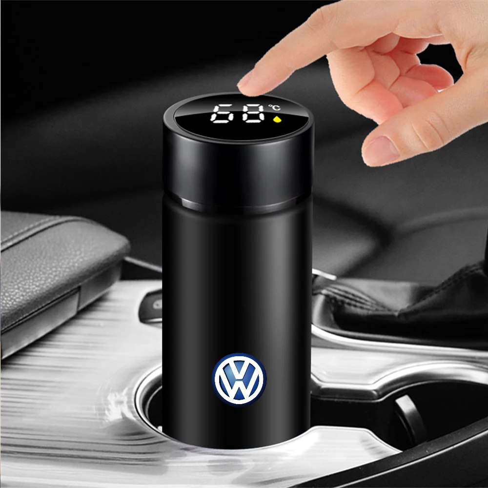 Car Smart Thermos Mug Insulation Cup Led Digital Temperature Display For Volkswagen GTI Golf 7 Caddy Passat B5 B8 Touran Polo