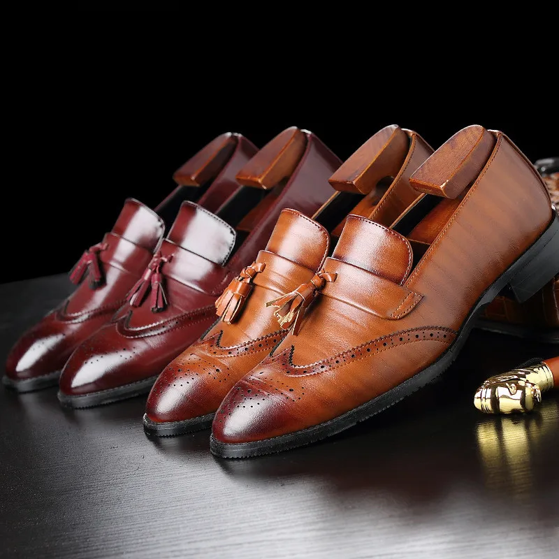 

Men's Casual Leather Shoes Mens Driving Loafers Light Moccasins Men Trendy Tassels Party Wedding Flats EUR Sizes 37-48