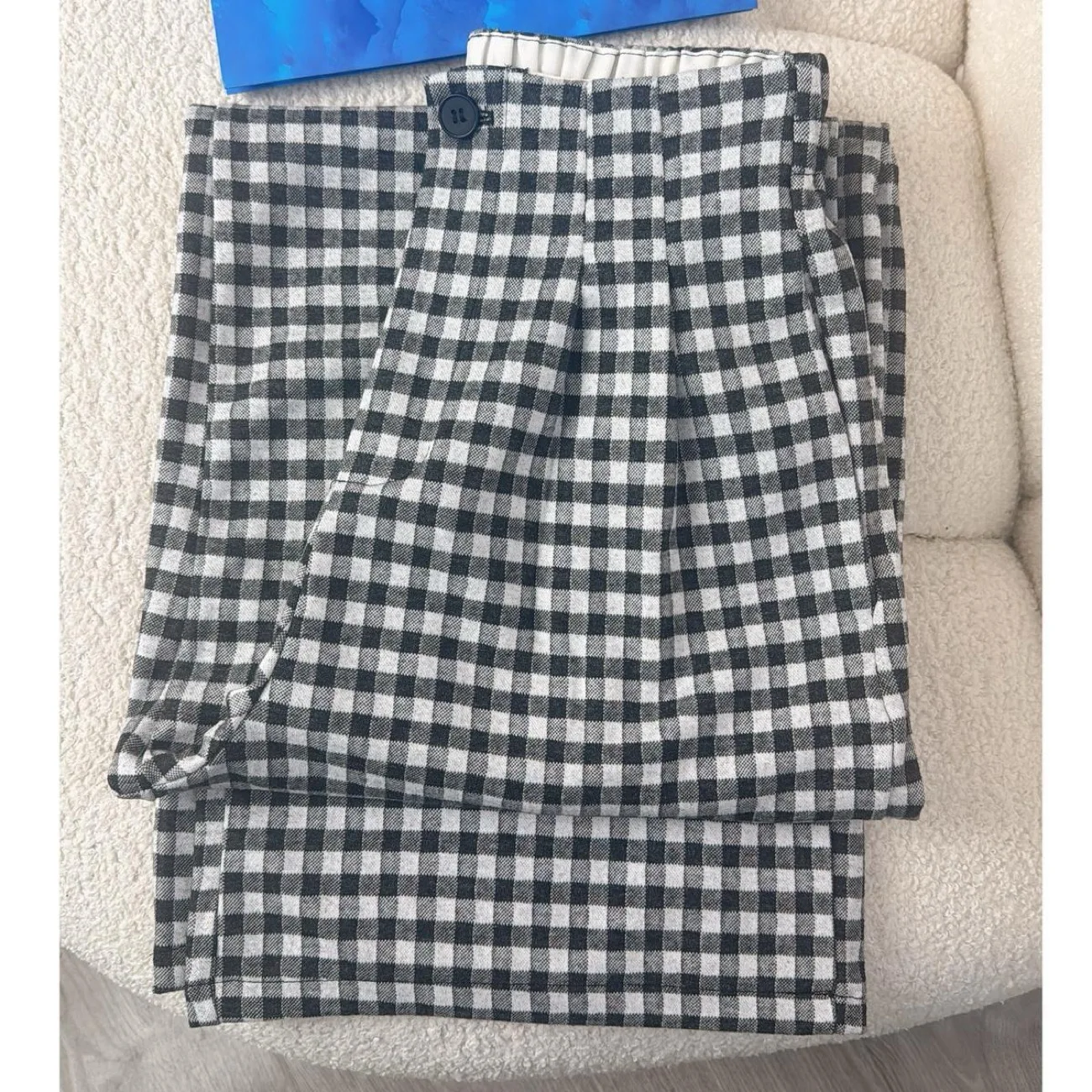 Wide Leg Pants Printed Womens Winter Plush Velvet Lounge Fleece-Lined Patchwork Corduroy Sashes Sherpa Buttons Lining Layered OL