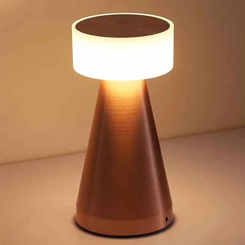 Retro Bar Table Lamp LED Desktop Night Light USB Rechargeable Touch Sensor Wireless Bedside Lamp for Restaurant Coffee Decor