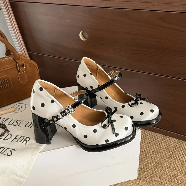

Женские туфли Мэри Джейн на платформе с толстым каблуком, весна 2026, с ремешком на щиколотке, элегантные кожаные туфли-лодочки для вечеринок