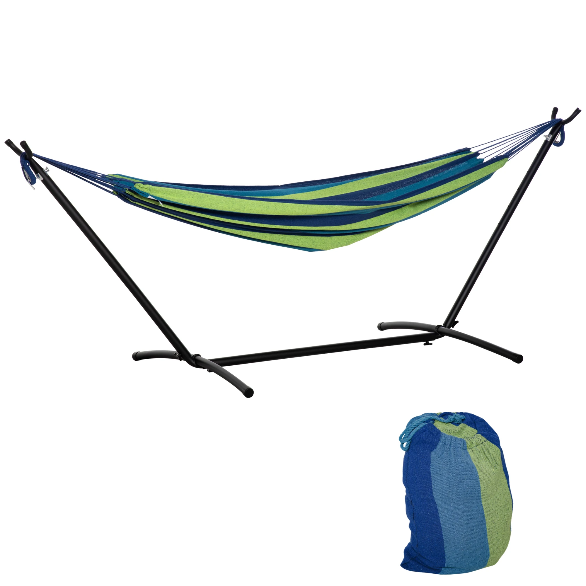 Outsunny Hamaca con Soporte 310x117 cm Hamaca de Camping con Bolsa de Transporte