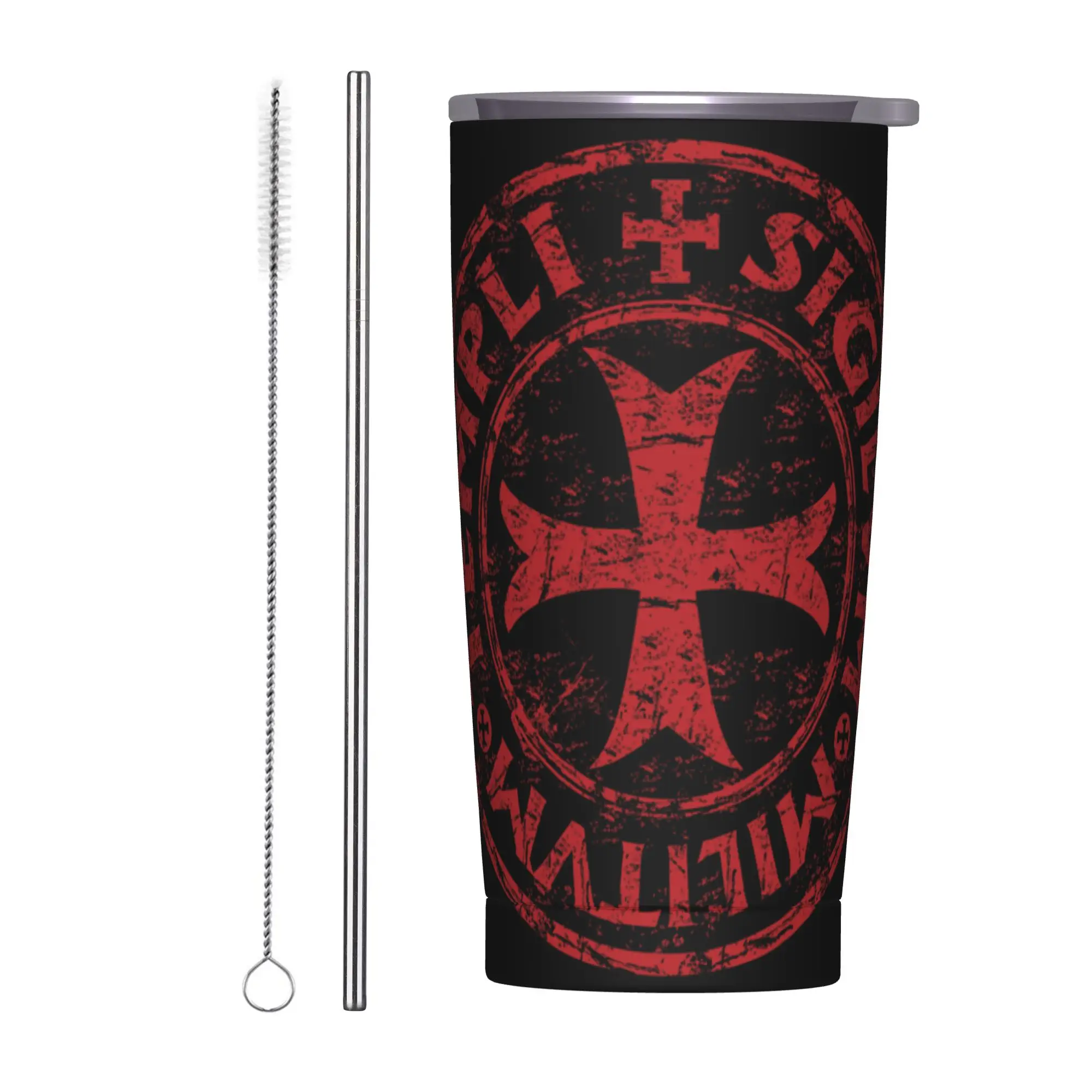 

Термокружка-непроливайка Templar Knight Seal Cross Medieval Warrior с двойными стенками, вакуумной изоляцией, соломинкой и крышкой, 20 унций