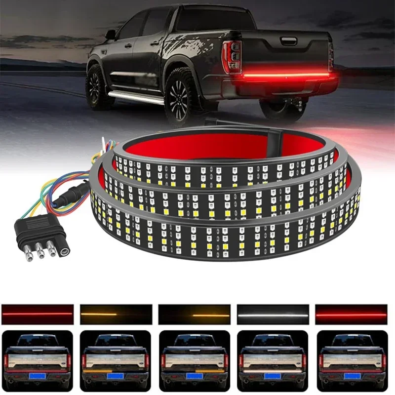 Luz de Sinalização de Freio e Pisca-Pisca para Carro 48/60 polegadas, Faixa de LED Flexível para Luz Traseira, Luz de Ré e Pisca Duplo para Picape