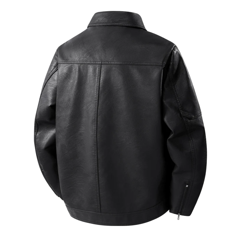 Весенне-осенняя мягкая кожаная куртка, мужской топ, красивый повседневный воротник, модный, теплый, универсальный, индивидуальный, модный, элитный