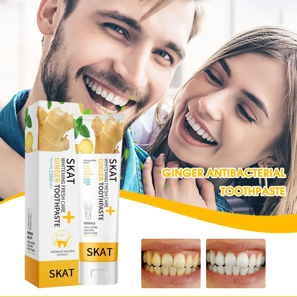 50g Ginger Essence Whitening Toothpaste Brightening Removing Stain Fresh Toothpaste Teeth Whiten Toothpaste & Breath Y9E8