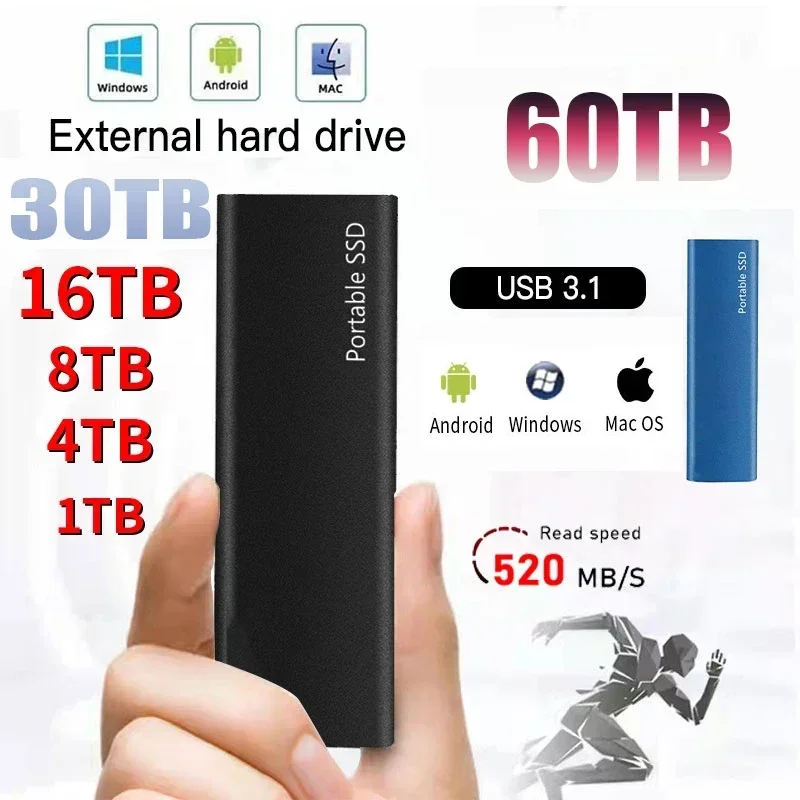 Zewnętrzny dysk twardy przenośny dysk SSD 1TB wysokiej prędkości SSD USB3.1 typ-C interfejs masowy dysk twardy do laptopa/Mac