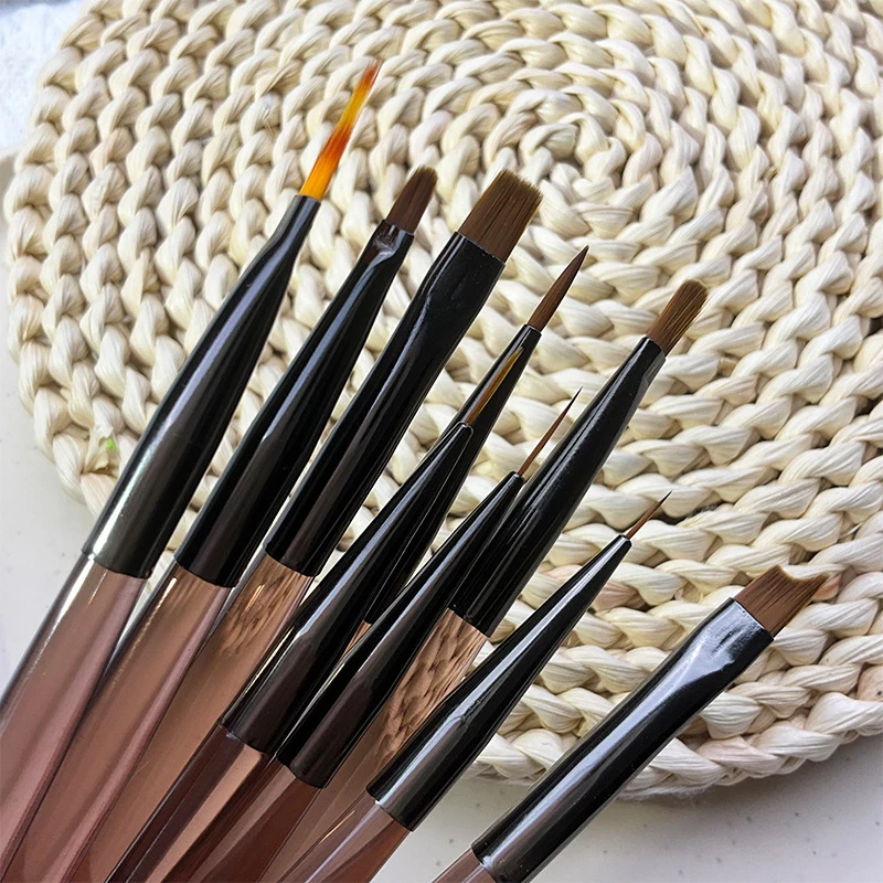 DIY Brush Nail Acrylic Drawing Brush, 9PCS UV Gel Nail Brush Eyeliner For Nail Design Nail Tip Display Painting Tools