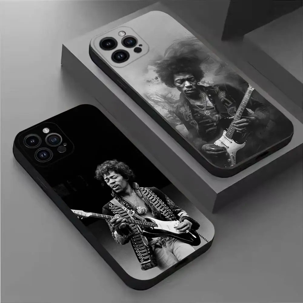 

Guitarist J-Jimi Hendrix cool For iPhone 17,16,15,14,13,12,11,Pro,Max,Plus,E,SE4,Air,Mini Black Soft Cover Phone Case