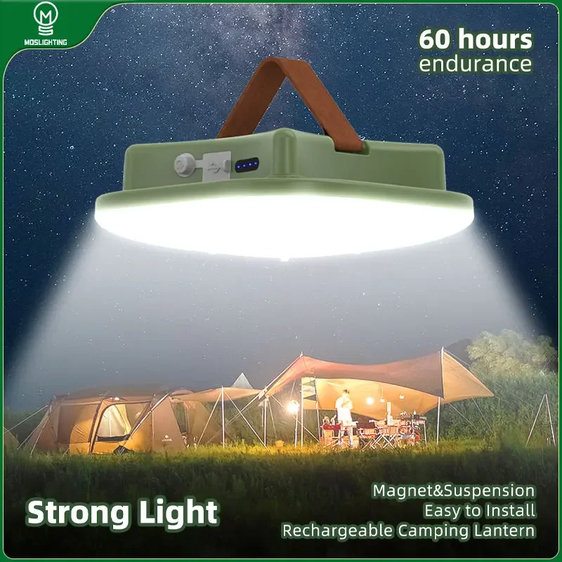 MOSLIGHTING 80W Camping Lantern Portable Flashlights Rechargeable Light IPX65 Waterproof with 4 Modes Dimmable Hanging Tent Lamp