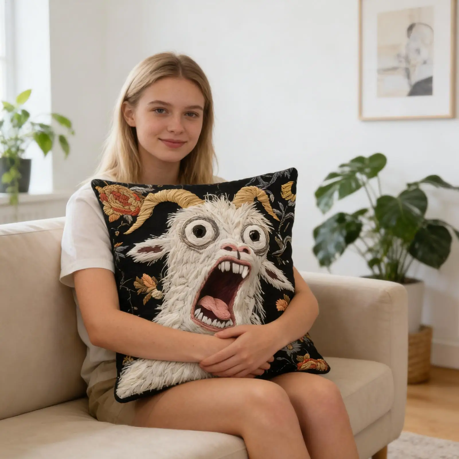 2D Screaming Goat Pillow Cover Soft Protector Decorative Throw Pillow Case 45x45cm Home Decor for Living Room Sofa Party Gift