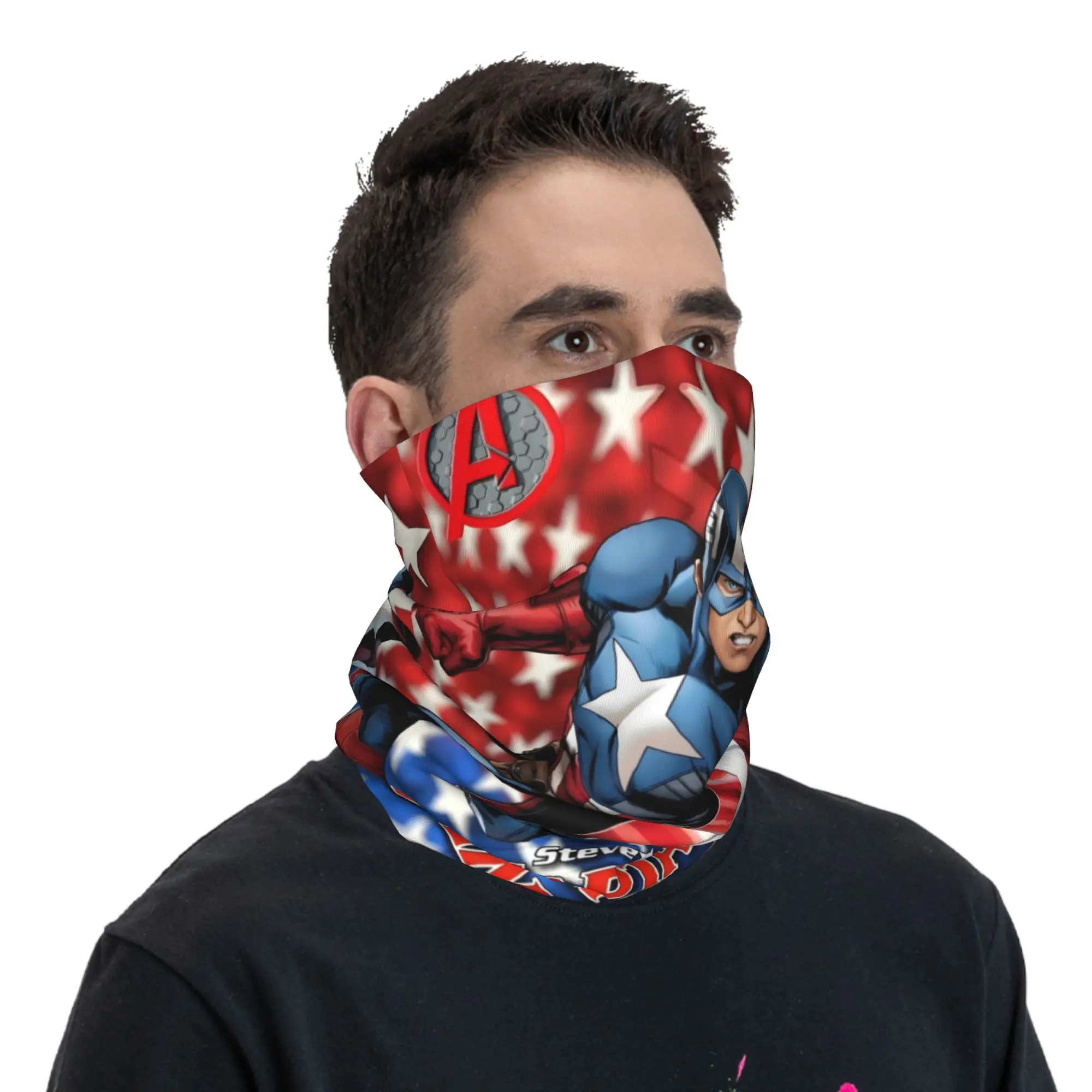 Custom Captain America Classical Neck Gaiter Men Women UV Face Shield Winter Anime Cartoon Bandana Scarf for Cycling