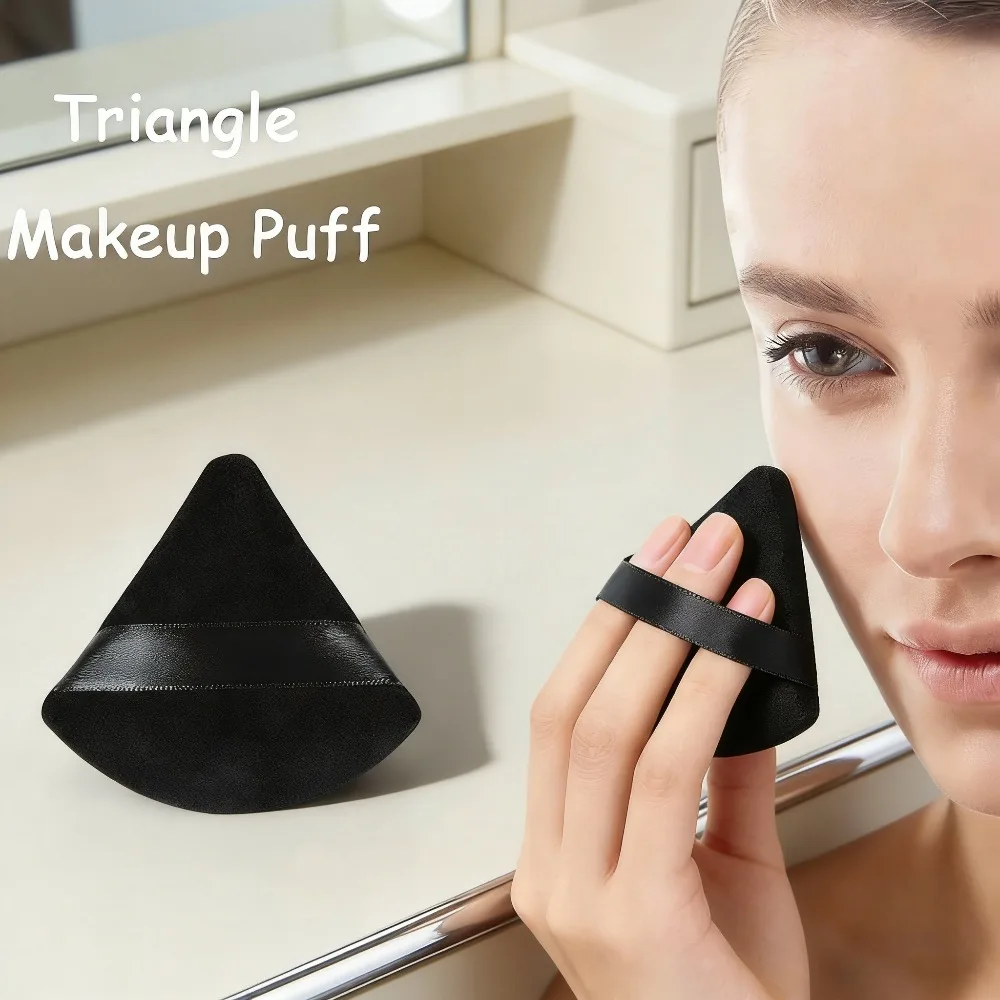 10st zwarte driehoekige poederdons, fluwelen zachte make-upspons voor foundation blending, cosmetische gezichtsblender beauty tool set