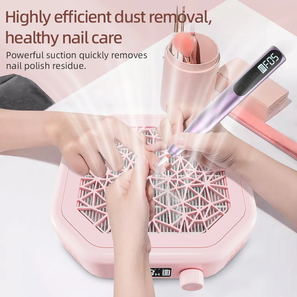 

Dust Collector Cordless Rechargeable Nail Vacuum nail tech 10 Modes 4500RPM Powerful Nail Vacuum Fan for Salon & Home Use