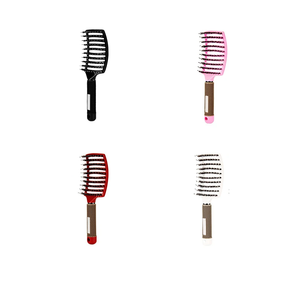 Hair Brush Nylon Bristle Scalp Massage Detangle Hairdressing Tool Home Hair Drying Salon, Pink