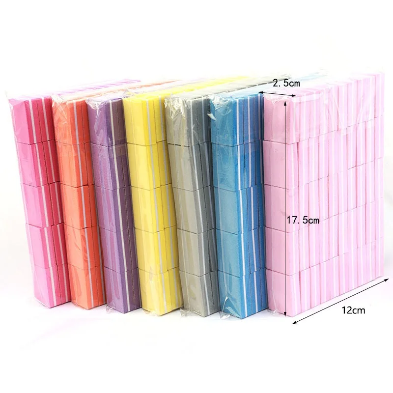 200Pcs/Lot Mini Nail File Buffer Sponge 100/180 Nail File Block Multi-color Grinding Sanding Salon Nail Art Tools For Manicure