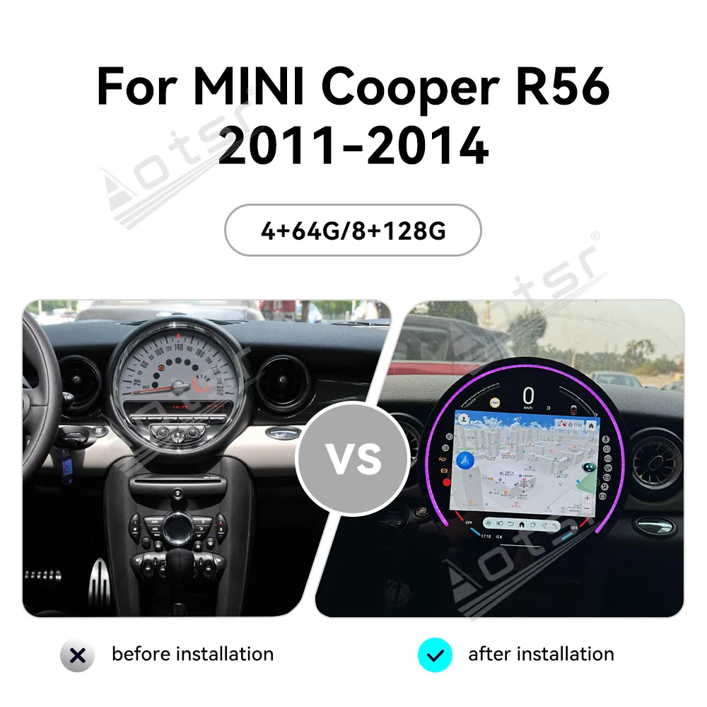 11.9inch carplay Stereo For MINI R56 R60 2007 - 2016 Car Android 13 Radio Multimedia Player GPS navigation Screen HD Head Unit