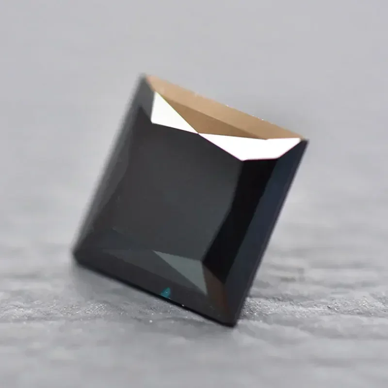 Moissanite Stone Princess Cut Natural Black Color VVS1 with GRA Certificate for Gemstone Charms Top Jewelry Making Materials