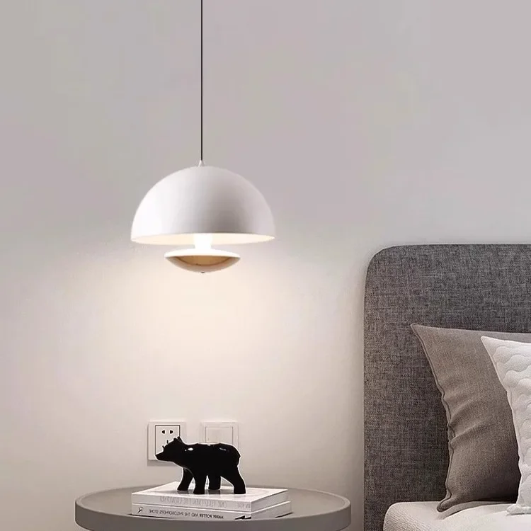 Bedroom bedside lamp hand sweep induction small chandelier simple and minimalist cream wind restaurant bar chandelier lifting