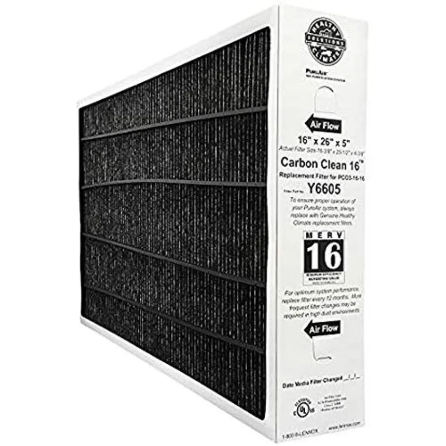 

Air purifier replacement filter for PureAir PCO3-16-16 systems, pleated synthetic media, white, MERV 16 efficiency, pack of 3,