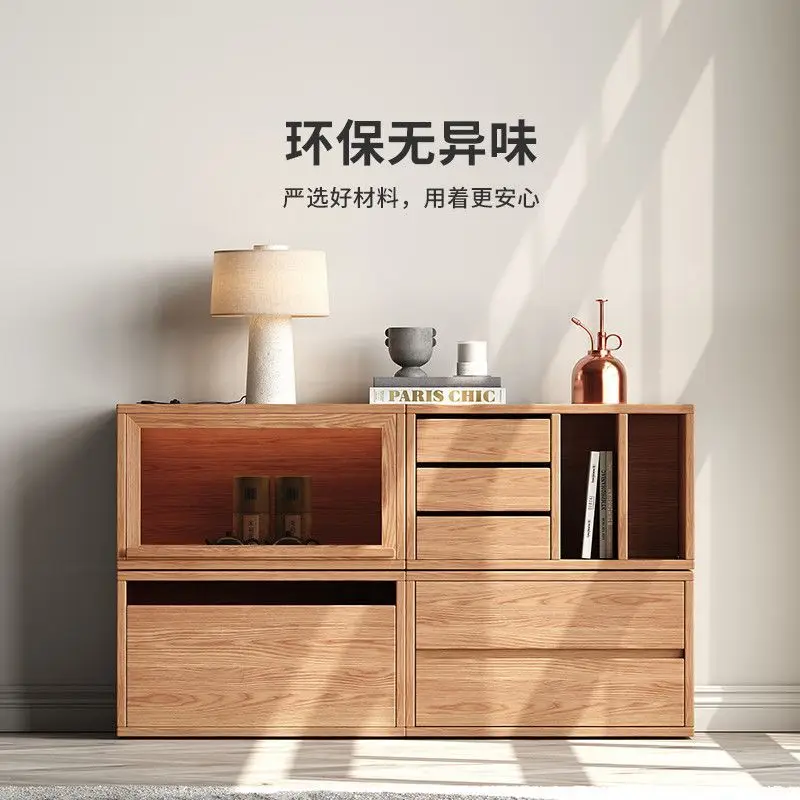 

Solid wood TV cabinet Living room household bookcase Simple modern partition cabinet Multifunctional combination bookcase