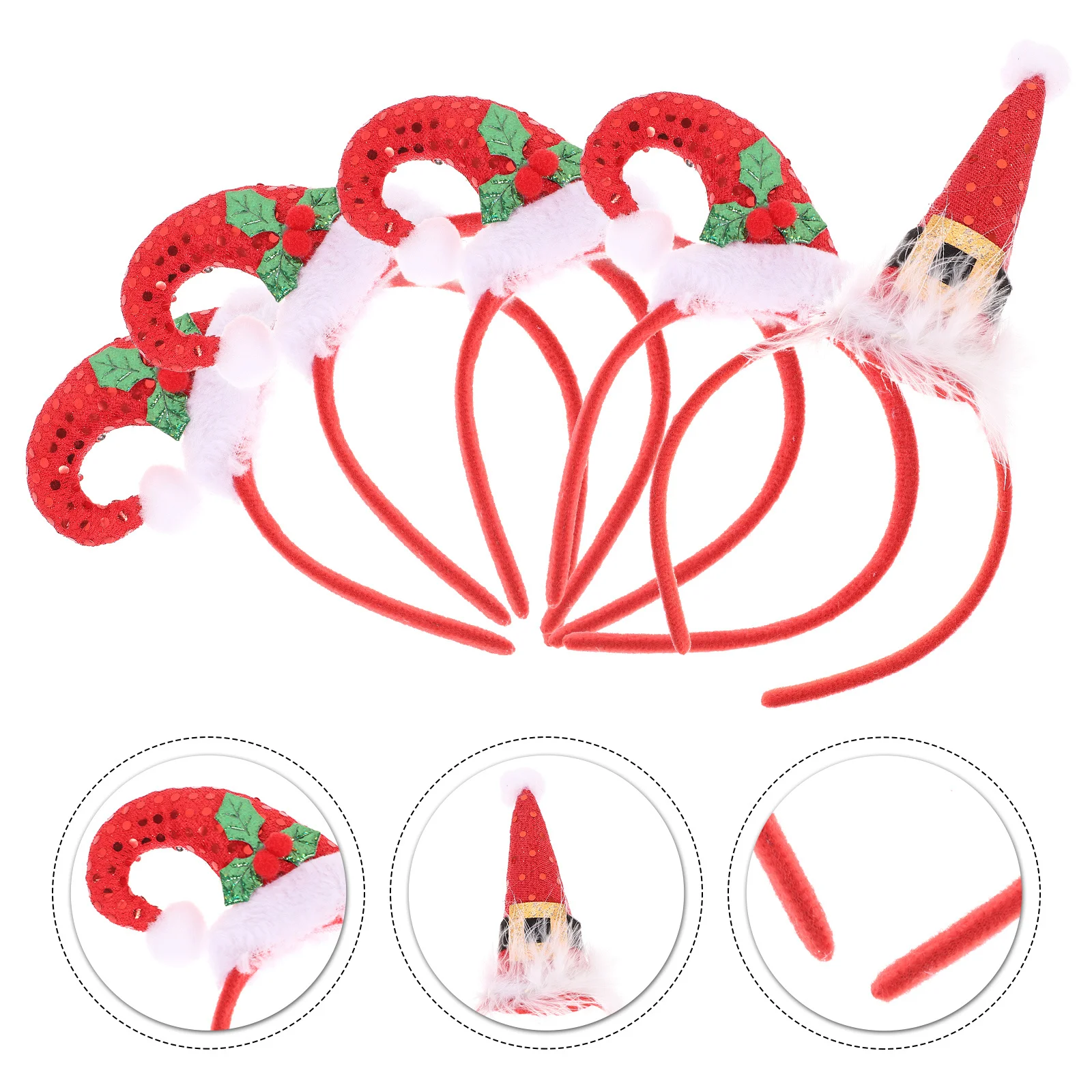 5 Pcs Christmas Headbands Tip Hat Headdress Cone Santa Mini Xmas Hairband Pupils