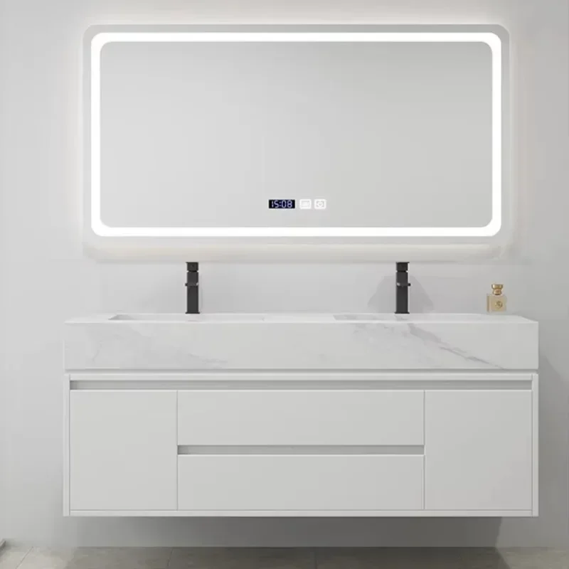 Waterdicht badkamermeubilair klein modern wit wandmontage drijvende badkamer opslag ijdelheid kasten sets met wastafel