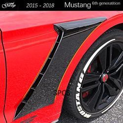 Front Rear Black Carbon Fiber Print Fender Vent Trim Exterior Custom Tuning Decoration for 2015 - 2023 Ford Mustang 6th S550