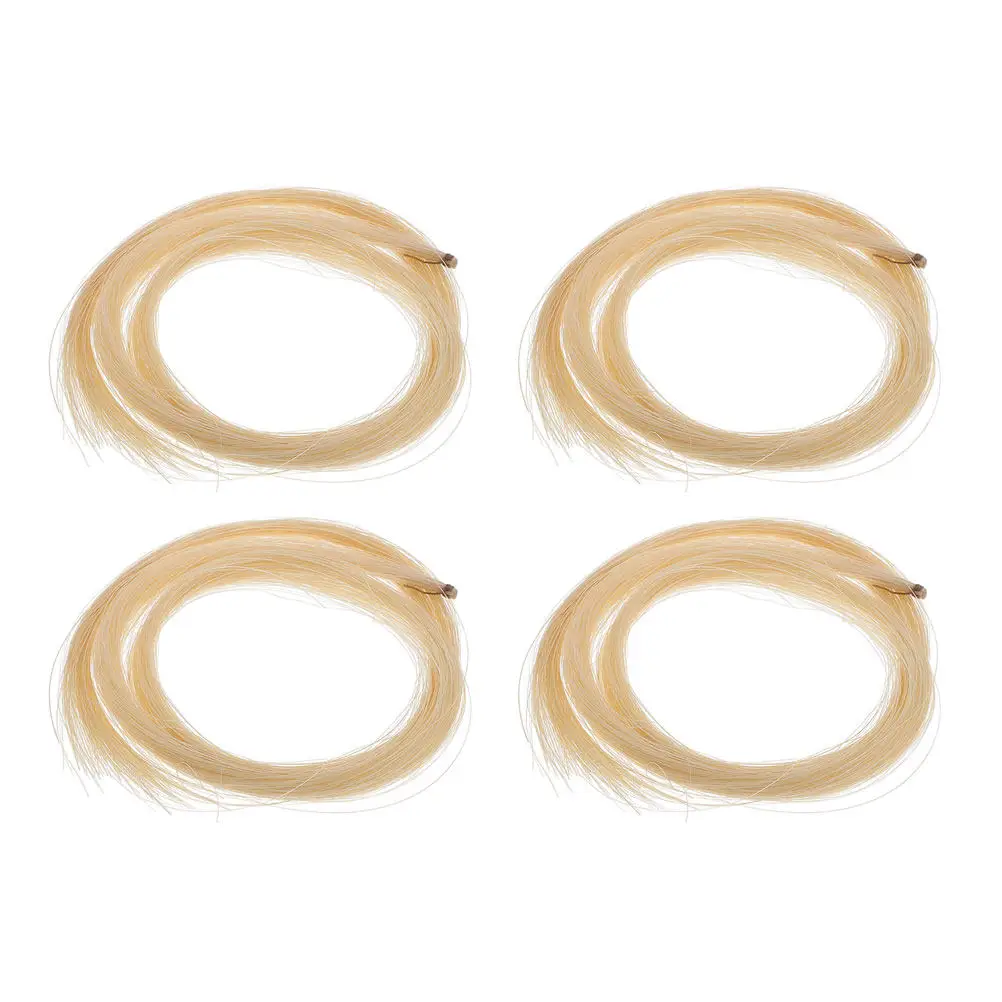 4Pcs Natural Horsehair Violin Bow Hair 74Cm Easy Replace Universal Length for Violin Viola Cello String Instruments Tone Clarity