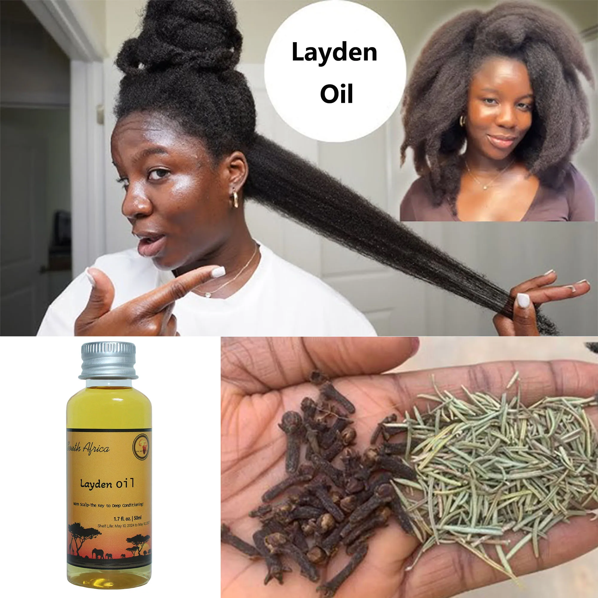 50ml Layden Oil African Traditional Handmade Scalp & Hair Roots Strengthening Hot Oil