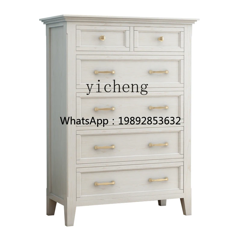 AB  Solid Wood White Chest of Drawers Bedroom Cabinet Storage 6 Buckets Chest of Drawer