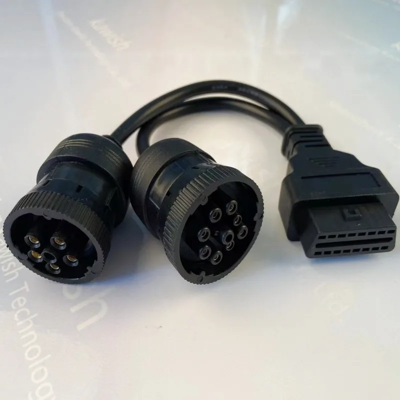 

Heavy Truck Diagnostic Line,6 Pin J1708 or 9 Pin J1939 to 16 Pin OBD2 OBDII Adapter Cable Heavy Duty Truck Car Accessories