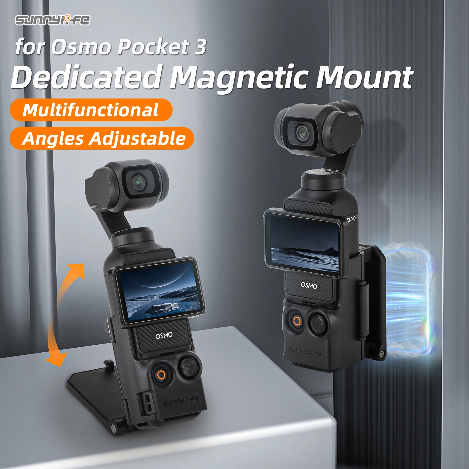 

Magnetic Mount Stand For DJI Osmo Pocket 3 Accessories Expansion Adapter Magnet Suction Case Holder Adjustable Quick Fixation